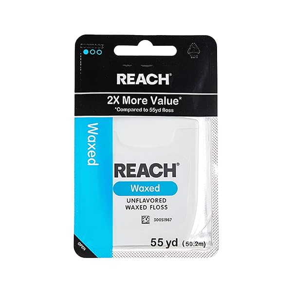 REACH WAXED DENTAL FLOSS,UNFLAVORED, PLAQUE REMOVER FOR TEETH,...