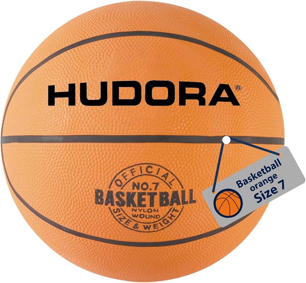 Hudora Basketball Size 7 Orange Uninflated Rubber Indoor Outdoor Grippy