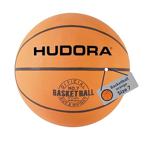 HUDORA Basketball size 7 orange, uninflated - Indoor & outdoor rubber basketball for children, teenagers & adults - Grippy basketball made of natural rubber for beginners & advanced players
