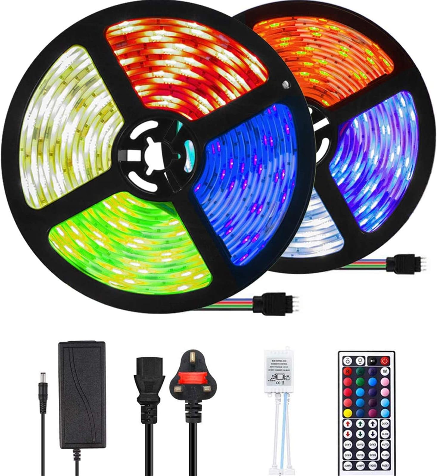 UTTORA LED Strips Lights 10M 300LED 5050 RGB Colour Changing Lighting Strip DIY LED Lights with 44-Keys Remote Control Decoration for Garden Living Room Party Wedding