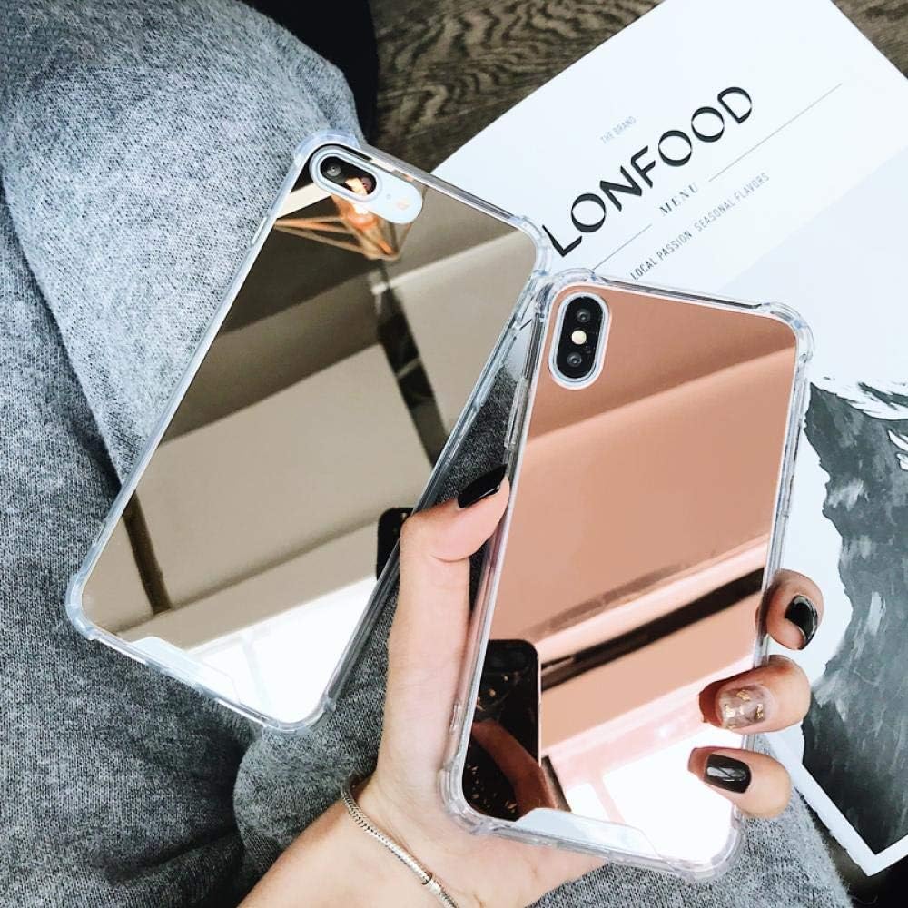 HONGHUIKE Gasbag Drop Proof Mirror Case For Phone XR 7 8 XS MAX XSmax X 10 6 6S Plus 7Plus 8Plus Airbag Soft TPU (Color : Gold, Size : For iphone 6s)