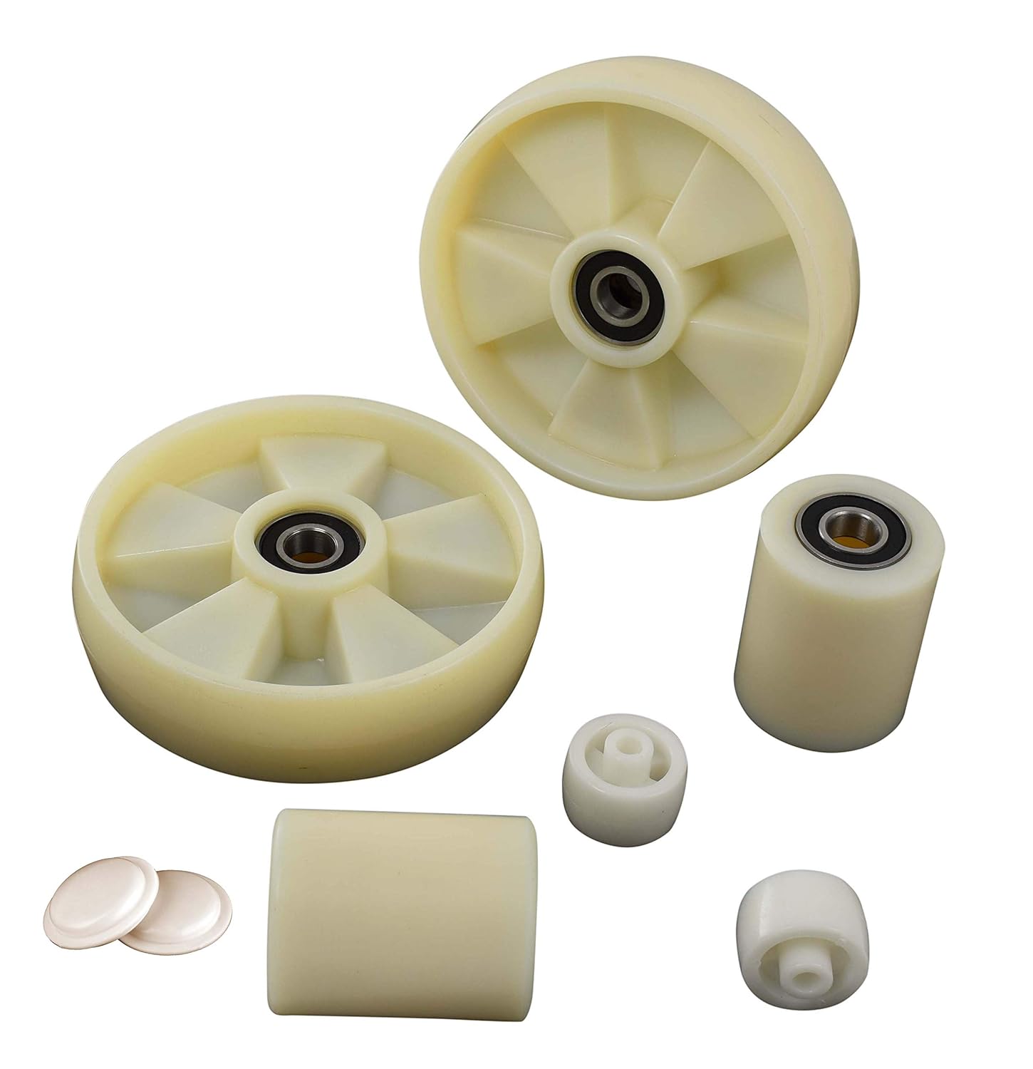 Pallet Jack/Truck Wheels Set (8 pcs) Steer Wheels 7.5" x 2" and Load