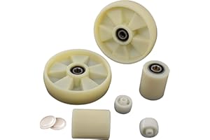 CARBO GLIDE Pallet Jack/Truck Wheels Set (8 pcs) Steer Wheels 7.5" x 2" and Load Wheels 3"x3.75" with Bearings ID 20mm Nylon and Entry/Exit Rollers and Protective Caps