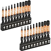 Augtouf Impact Hex Head Allen Wrench Drill Bit Set 20pcs (Metric&SAE), 1/4" Hex-Shank S2 Steel Hex Bits Set, CNC Machined Tip