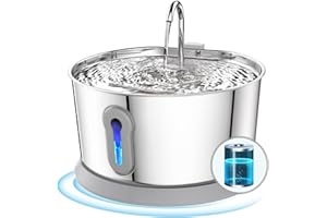 HAJXM Battery Operated Cat Water Fountain Wireless, 4L/135oz Stainless Steel Pet Fountain for drinking Dog Water Dispenser Cordless with Motion Sensor, Ultra-Quiet Pump & for Cats Inside, Dog, Multiple Pets
