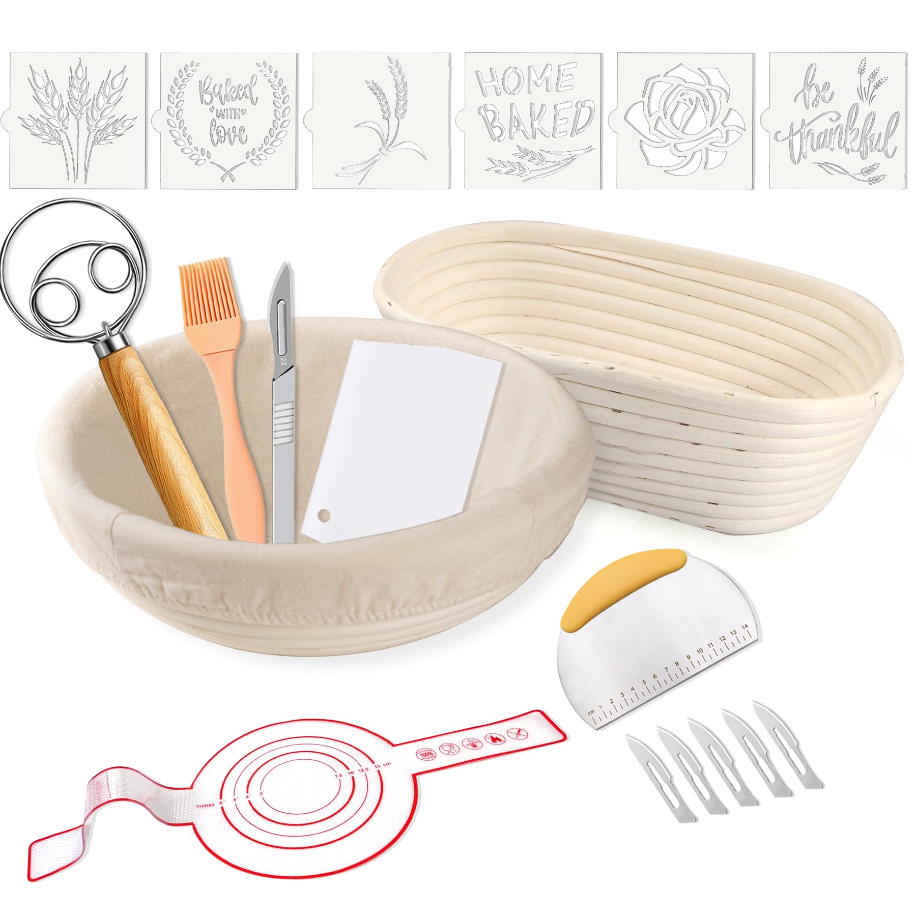 Photo 1 of Banneton Bread Proofing Basket, Banneton Basket Set of 2, Banneton Basket 10 Inch Round Proofing Baskets Sourdough Starter Kit for Making Baking Fermentation