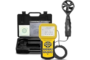Kethvoz 846A HVAC Anemometer, Handheld Air Flow Meter with CFM/CMM, Wind Speed Velocity Temperature Tester, Measures MAX/MIN/
