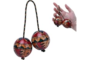 Cherishching Handpaint Aslatuas Traditional African Rhythm Shakers Ball, Handcrafted Kashaka Percussion Instrument for Music Lovers, Unique Artistic Design Kashaka Style Shaker for Adults & Kids