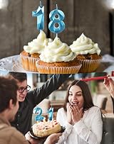 Yiran 14th Birthday Candles Blue 1 4 Numeral Cake Topper 2pc view 5