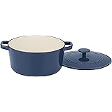 Cuisinart 5 Qt Round Cast Iron Casserole, Covered, Enameled Provencial Blue