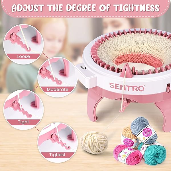 SENTRO 48 NEEDLE KNITTING MACHINE, SMART KNITTING LOOM MACHINE, CIRCULAR CROCHET MACHINE WITH ROW COUNTER, DIY YARN MAKER FOR BEGINNERS AND SEASONED KNITTERS, KNITTING GIFT FOR ALL AGES