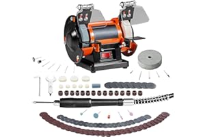 Uargd Jewelry Finishing Tool, Custom Speed Control Benchtop Buffer & Grinder, 3590RPM Workshop Lathe with 1 Wool Disc, 1 Fibe