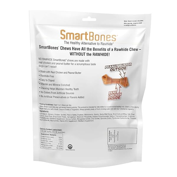SMARTBONES LARGE CHEWS, TREAT YOUR DOG TO A RAWHIDE-FREE CHEW MADE WITH REAL MEAT AND VEGETABLES 3 COUNT (PACK OF 1)