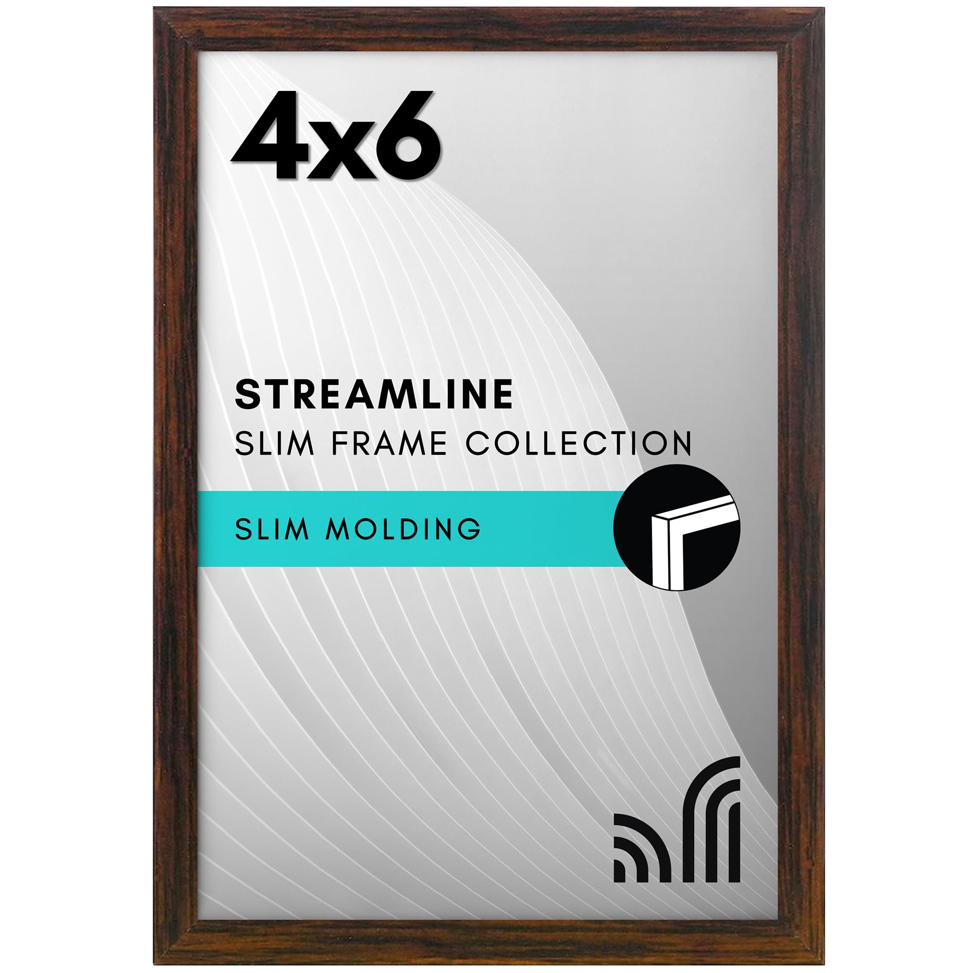 Photo 1 of Americanflat 4x6 Picture Frame with Shatter-Resistant Glass - Streamline Collection - Thin Border Photo Frame for Tabletop and Wall Display - Hanging Hardware and Easel Stand Included - Walnut