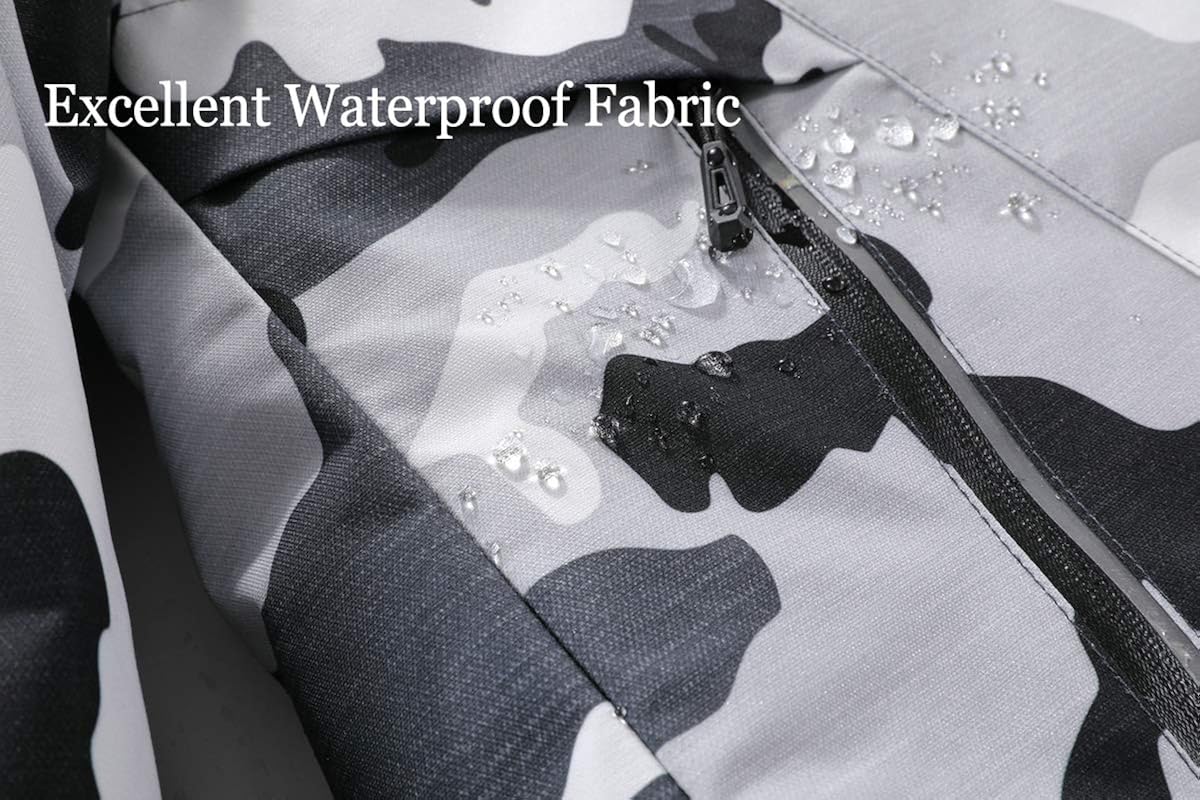 Men's Waterproof Ski Jacket Warm Winter Snow Coat Hooded Raincoat: Clothing