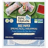 Blue Dragon Rice Paper Spring Roll Wrappers 4.7oz (Pack of 1) - Vietnamese Rice Paper Sheets - No Added Colors, Flavors Or Preservatives - Vegan, Gluten Free, Non-GMO