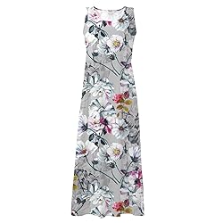 Women's Dresses Floral Print Flowy Sleeveless Long
