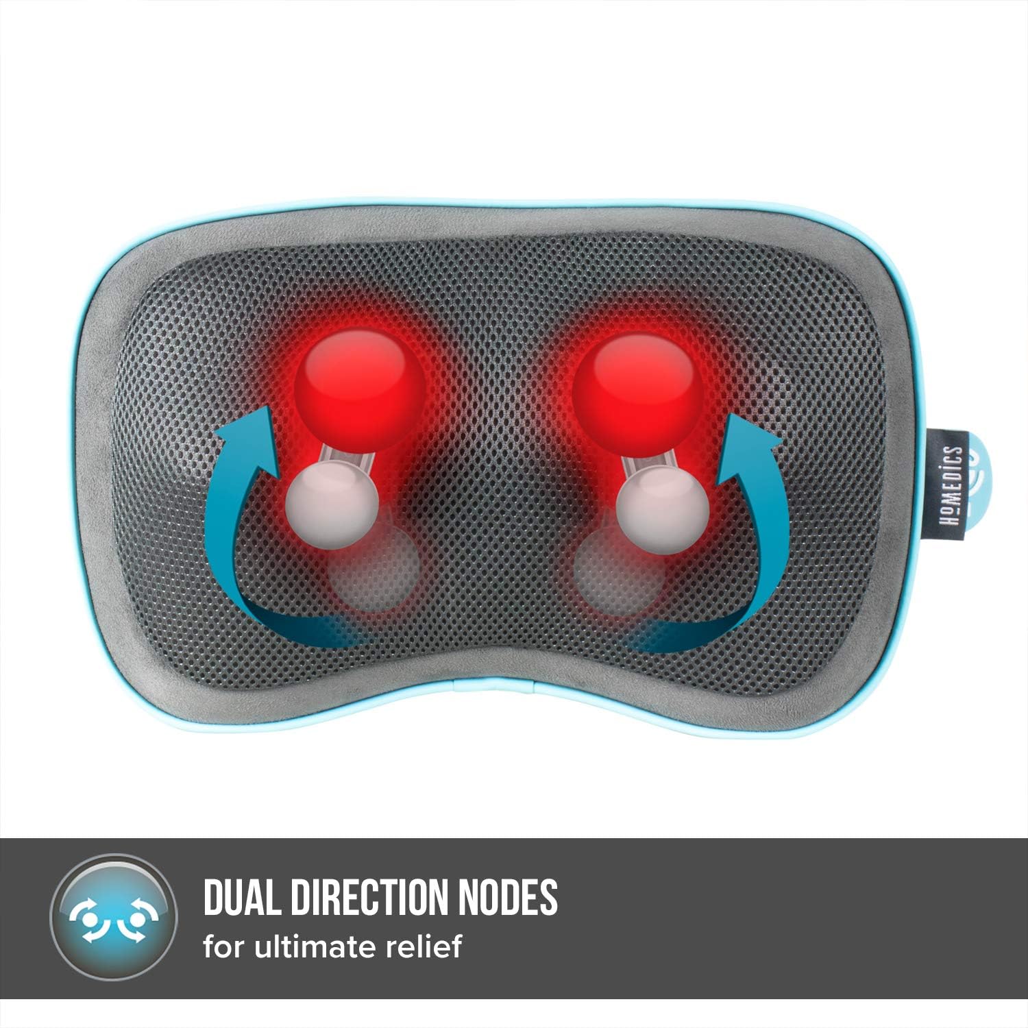 HoMedics Gel Shiatsu Travel Pillow with Heat Massage Pillow for Legs