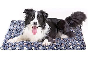 Mora Pets Dog Bed Crate Pad Ultra Soft Pet Bed with Cute Star Print Washable Crate Mat for Large Medium Small Dogs Reversible