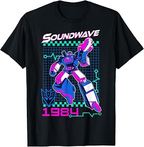 Transformers Soundwave 1984 Retro Grid Logo T-Shirt Small