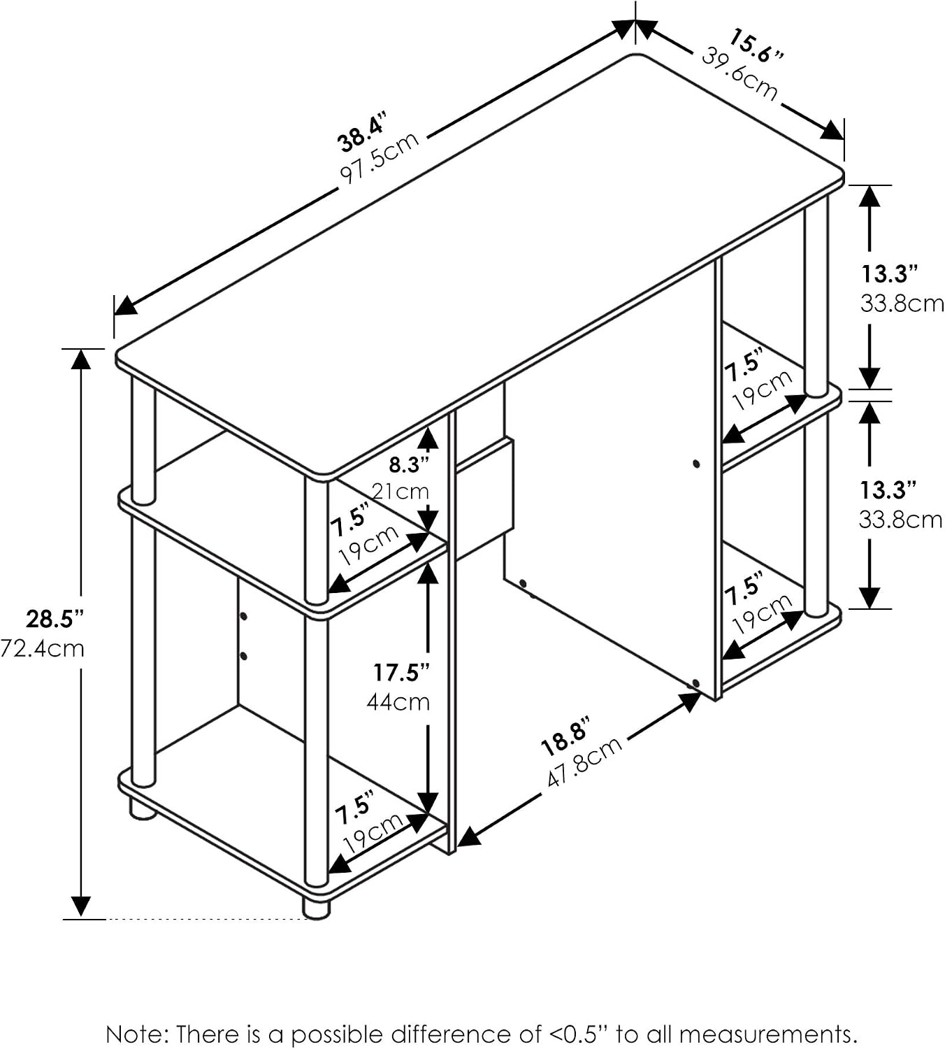 Furinno JAYA Compact Computer Desk, Writing Desk, Study Desk, Espresso, 97.5 (W) x 72.4 (H) x 39.6 (D) cm - Image 3