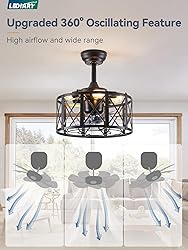LEDIARY 16in Caged Fandelier Ceiling Fan with