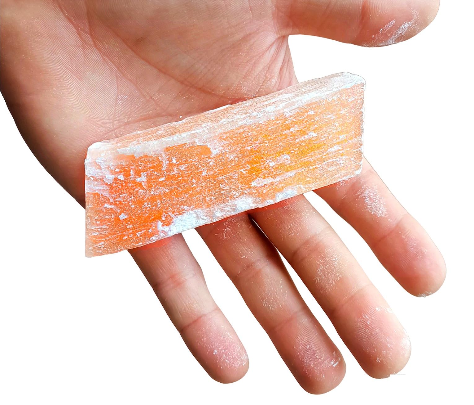 CRIGEMA Natural Raw Stone for Reiki Meditation Healing (SELENITE RAW ORANGE 7-8 CM)
