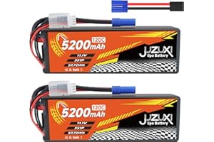 JUZUXI 2Pcs 11.1V Lipo Battery 5200mAh 3S 120C Rechargeable Lithium Polymer Battery with XH & EC5 Connector Compatible with RC Car RC Boat Quadcopter Helicopter Airplane RC Models