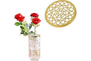 LAHONI Metal Flower Frog Lid, 4.7 Inch Flower Lid Arranger Round Flower Insert Lids Floral Frog Lid Organizer for Arrangement Plant Fixation (Gold)