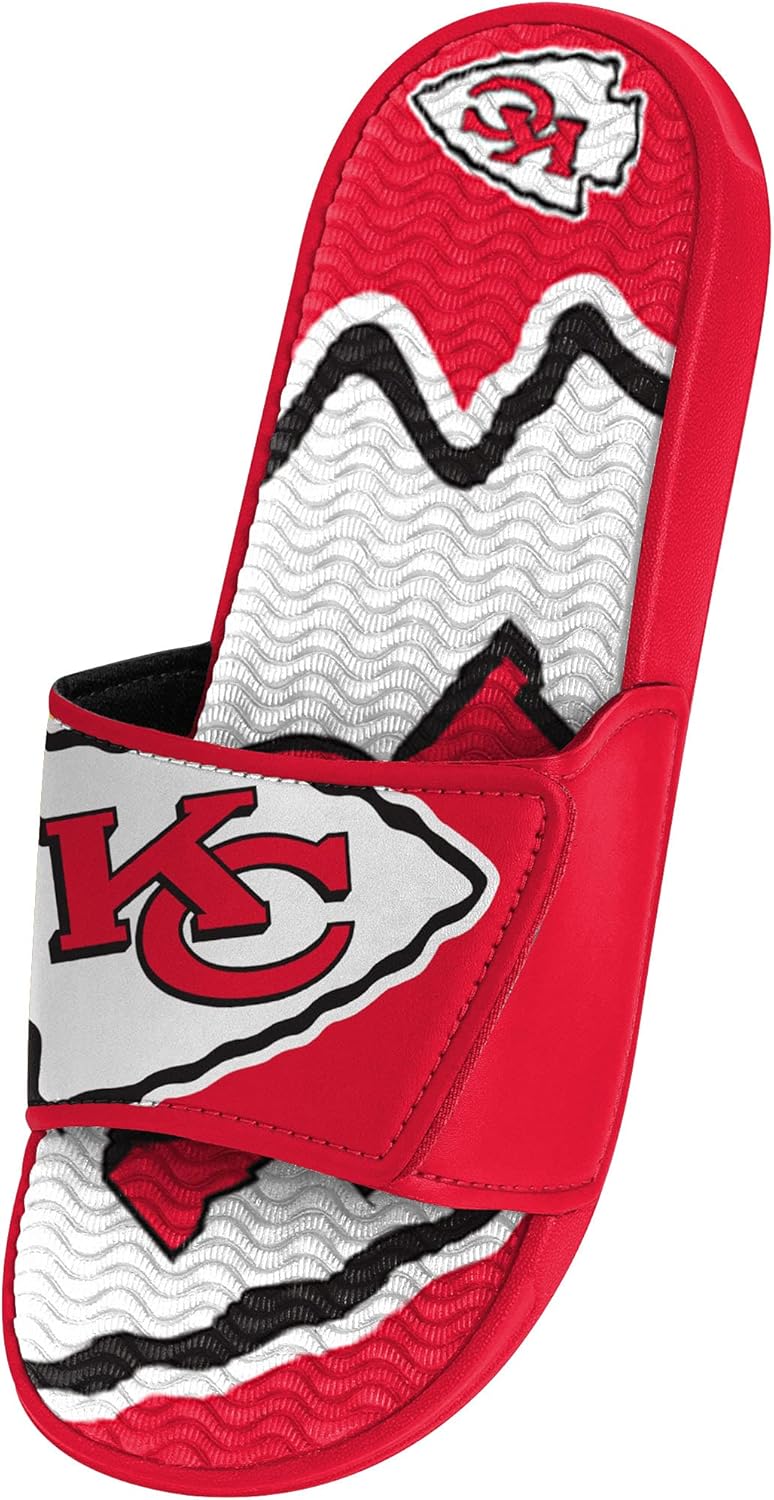 FOCO NFL Kansas City Chiefs Mens Sport Shower Gel Slide Flip Flop SandalsSport Shower Gel Slide Flip Flop Sandals, Colorblock Big Logo, Small (7-8) (FFSSNFCBBLGGEL) : Clothing