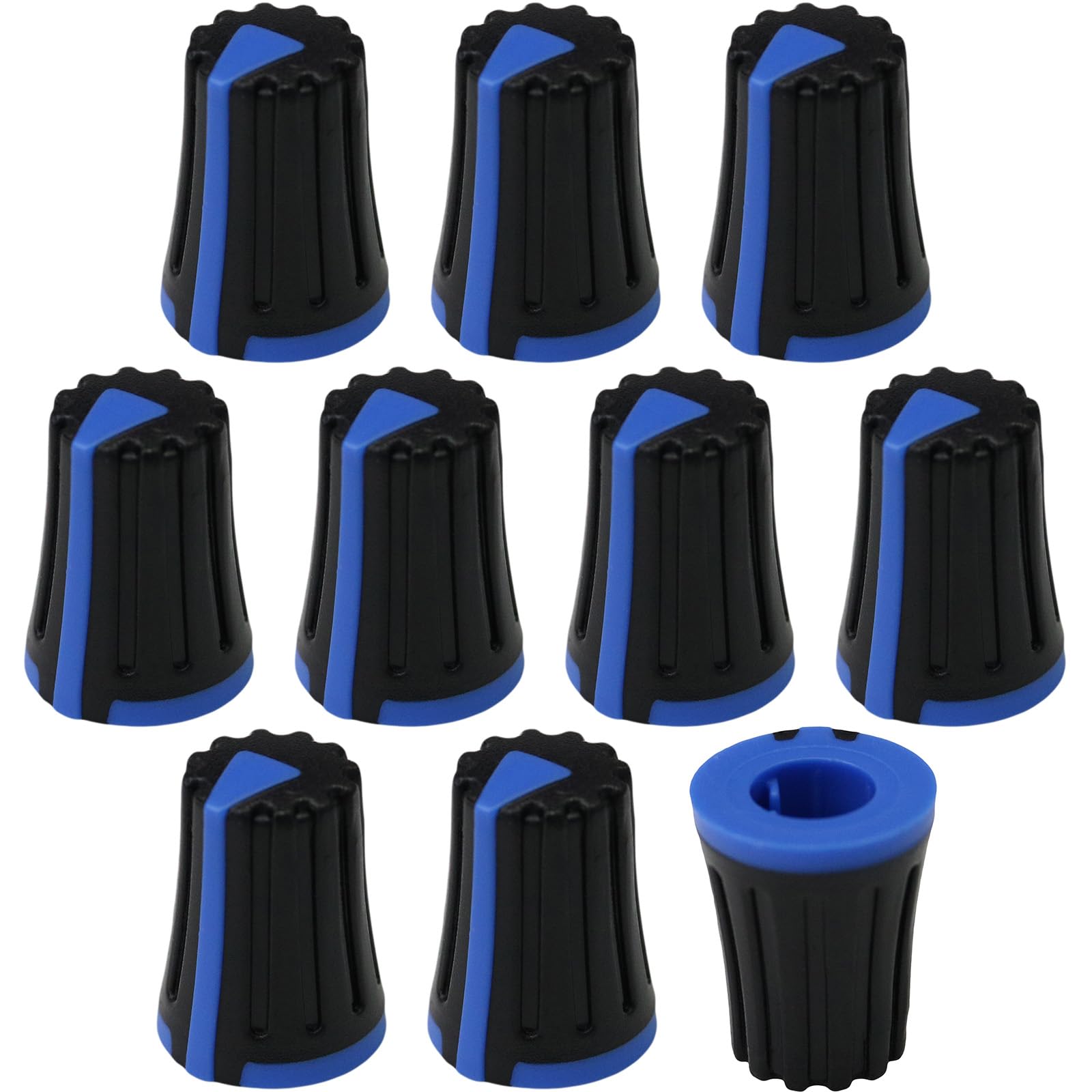 6mm D-Shaft Hole Triangle Indicator Plastic Flared Control Knob Pack of 10 (Blue)