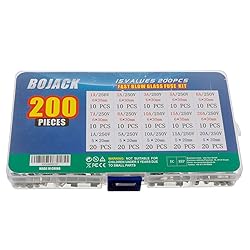 BOJACK 15 Values 200 pcs Fast-Blow Glass Fuses