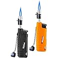 Laffizz 2 Pack Torch Lighter for Outdoor Windproof Refillable Butane Jet Flame Lighters Long Wand Torch Lighters for Camping Hiking Adventure Survival Tactical Gear Candle Grill BBQ (Without Gas)
