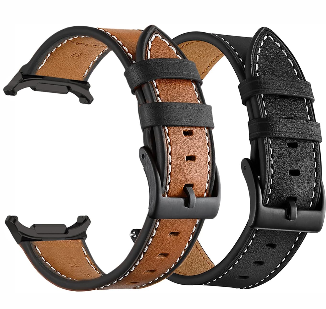 Olytop for Galaxy Watch Ultra Bands 47mm Leather for Men Women (2025/2024), No Gaps Business Leather Wristband Replacement Strap for Samsung Galaxy Watch 7/8 Ultra 47mm, Black+Black/Brown