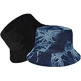 Eigso Denim Bucket Hat for Women Men Wahsed Foldable Summer Fishing Beach Sun Hat for Woman Man