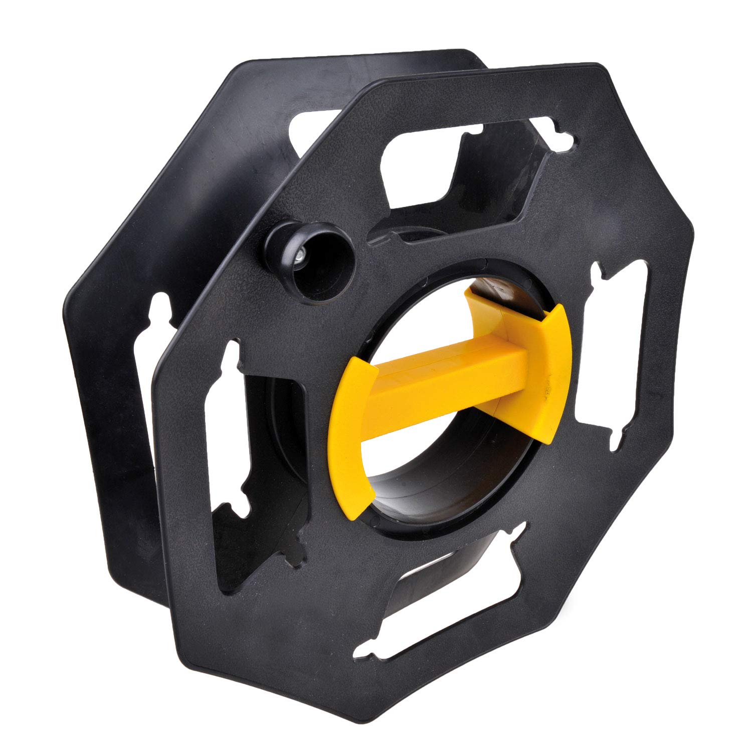 cartrend Caravan Hand Cable Reel, Empty Cable Reel, for Camping and Household, up to 25 m Cable, Plastic, Black/Yellow