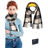 FASWITHU Heated Scarf with Rechargeable Battery - Electric Heating Neck Fashion Plaid Scarf for Women Men in Winter