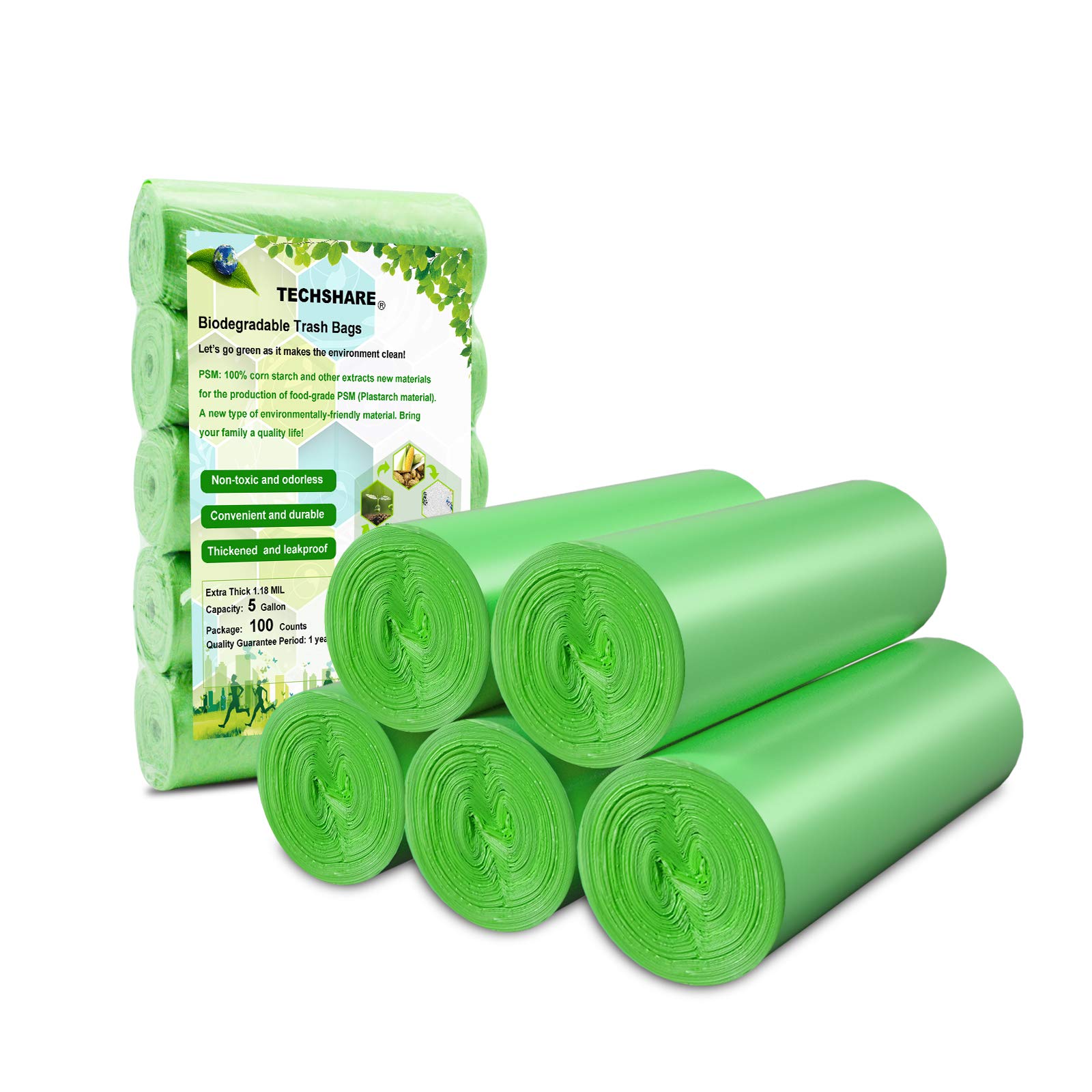 Photo 1 of Biodegradable Trash Bags 4-6 Gallon, 100 Counts, Extra Thick Small Trash Bag Recycling Garbage Bags For Kitchen Bathroom Yard Office Wastebasket Car