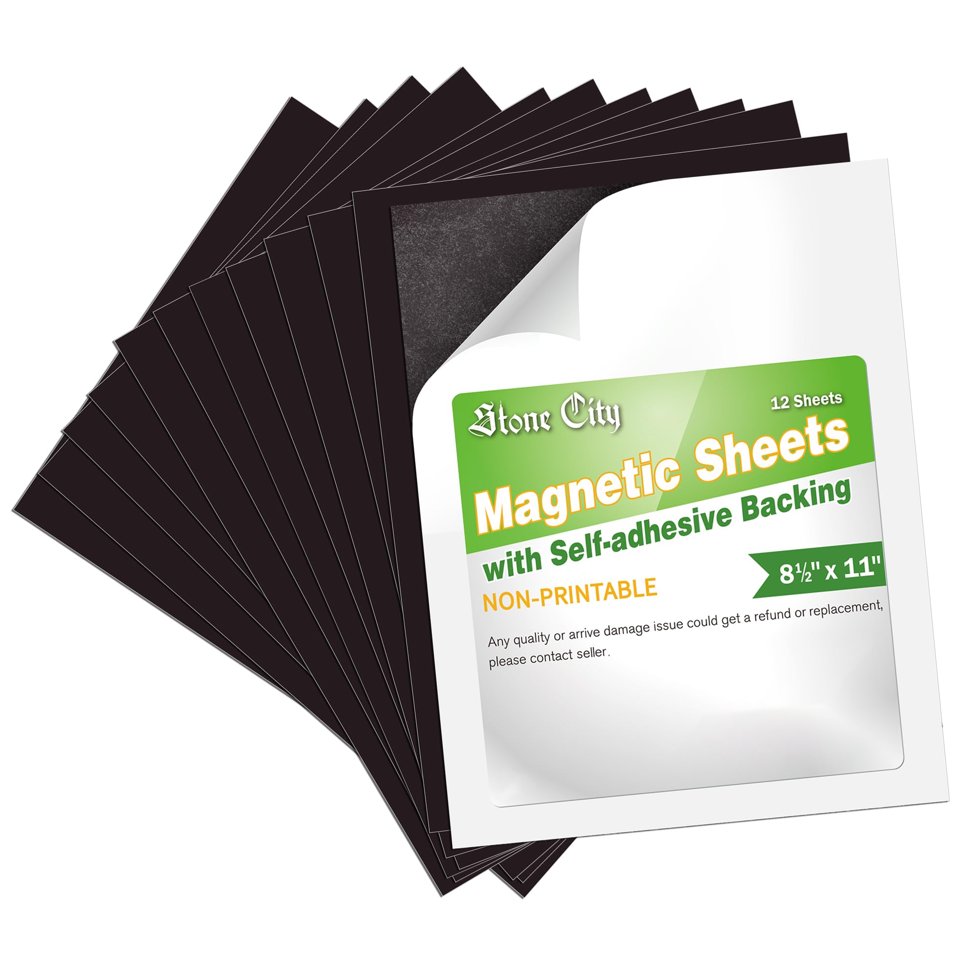 Photo 1 of STONE CITY Magnetic Sheets 8.5x11 Inch, 12 Pack Magnet Sheets with Adhesive, Cuttable and Flexible for Crafts, Photos, Fridge