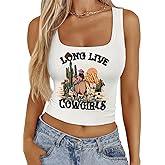 Sleeveless Cowgirl Crop Top for Women Summer Western Tank Tops Rodeo Cowboy Graphic Shirts Chic Country Concert Outfit