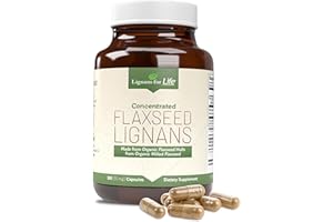Lignans For Life Flaxseed Lignans for Dogs & People + SDG - Omega 3 Fatty Acids, High Fiber Antioxidants - Improve Shiny Coat, Digestive & Heart Health for Dogs, 15mg, 180 Flaxseed Capsules, 1 Pack