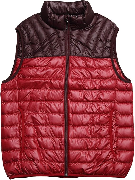 Amazon No Brand Llサイズ レッド ツートンカラー ライトダウンベスト メンズ 薄手 デュスポ ダウン80 4色 M L Xl メンズ ベスト 通販
