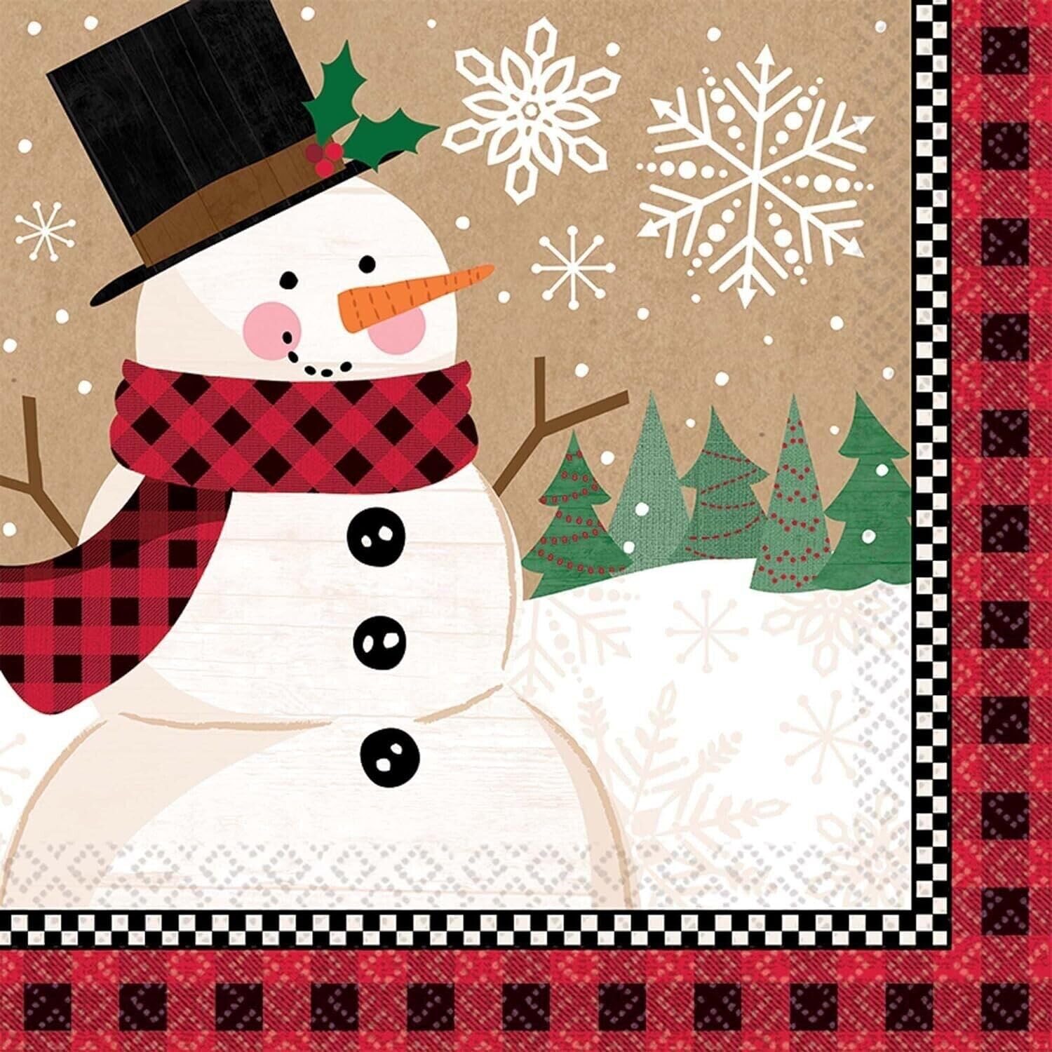 Amscan 511679 – Napkins Winter Wonderland, Size 33 x 33 cm, Pack of 16, Snowman, Table Decoration, Mouth Cloth, Christmas Eve, Christmas, Advent Season