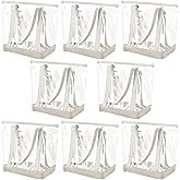 Reginary 8 Pieces Clear Tote Bags Shoulder Handbag Security Approved See Through Bag with Zipper Closure for Travel Work