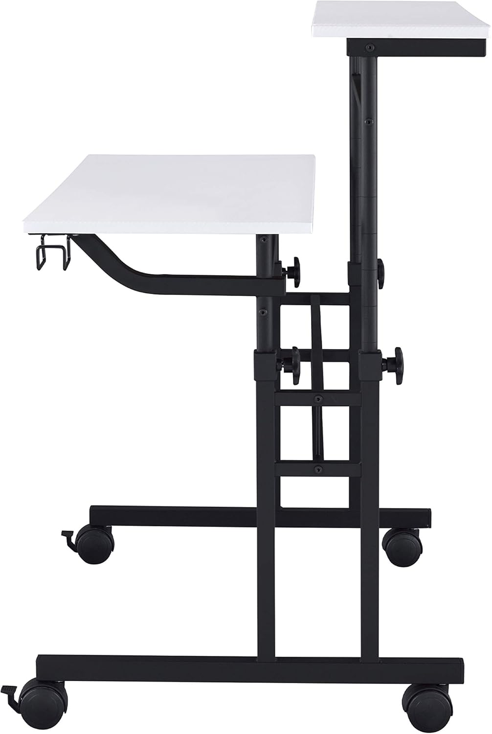 Techni Mobili Rolling Writing Height Adjustable Desktop and Moveable Shelf,White Desk: Furniture & Decor