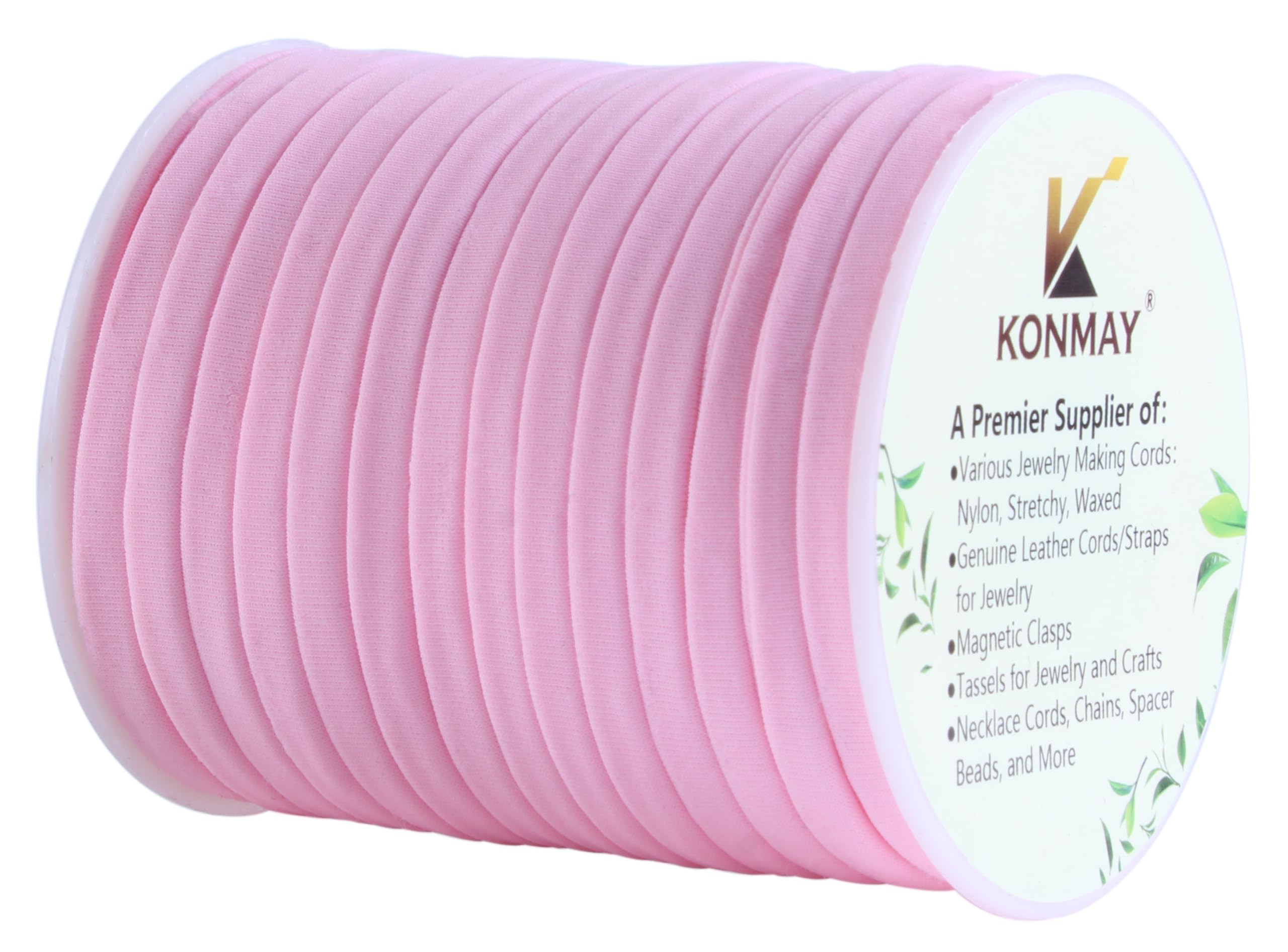 KONMAY Stretchy Polyester Spandex Cord, 18 Meters 5.0mm Soft Skinny Stitched Elastic String for Jewelry Making, Sewing, and Crafting