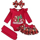 LYSINK My First Christmas Baby Girl Outfit Newborn Long Sleeve Romper Onesie Tutu Skirt Shorts Set Cute Christmas Clothes