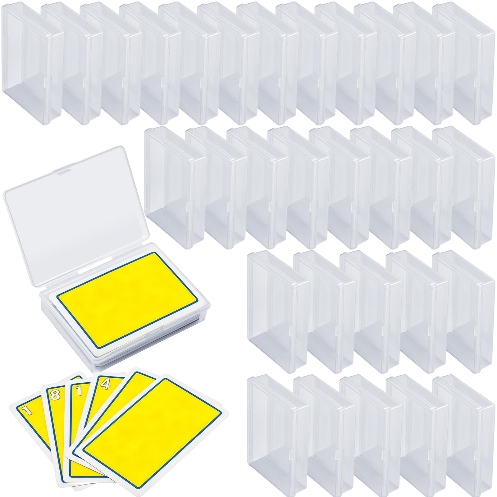 Queekay 15 Pcs Playing Card Cases Plastic Trading Card Deck Holders Clear Empty Storage Box Organizers for Gaming, 3.8 x 2.7 x 0.8 Inch