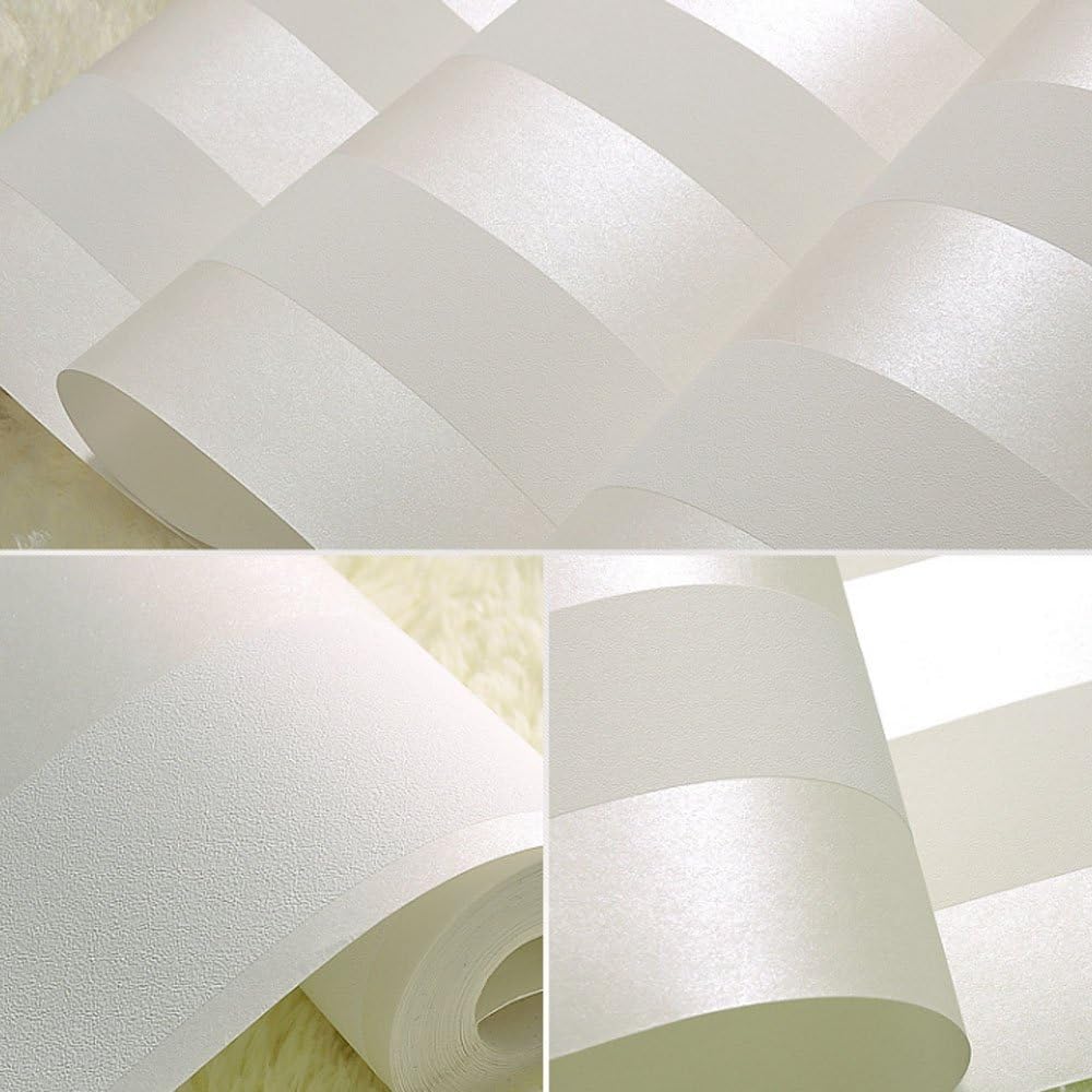 KeTian European Style Modern Minimalist Country Luxury Stripe Non-Woven Wallpaper Roll for Living Room Bedroom Tv Backdrop Wall White Color 0.53m (1.73' W) x 10m(32.8'L)=5.3m2 (57 sq.ft) - Image 3