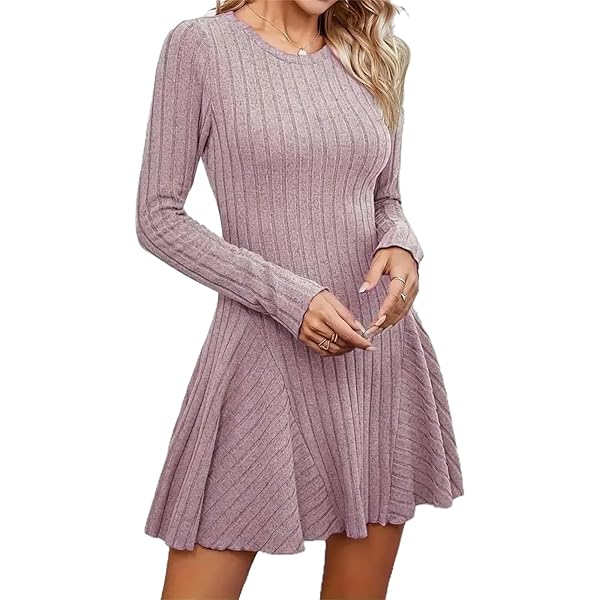 NEROXA Women's Dress Sweater Off-Shoulder A-Line Hem Mini Knit